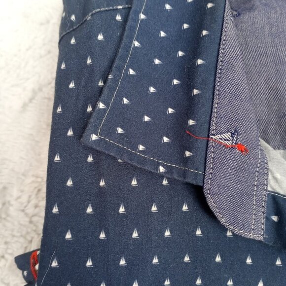 Ted Baker London Men's Mini Boat Embroidered Shirt Size 4 Navy Blue Short Sleeve - Picture 6 of 9